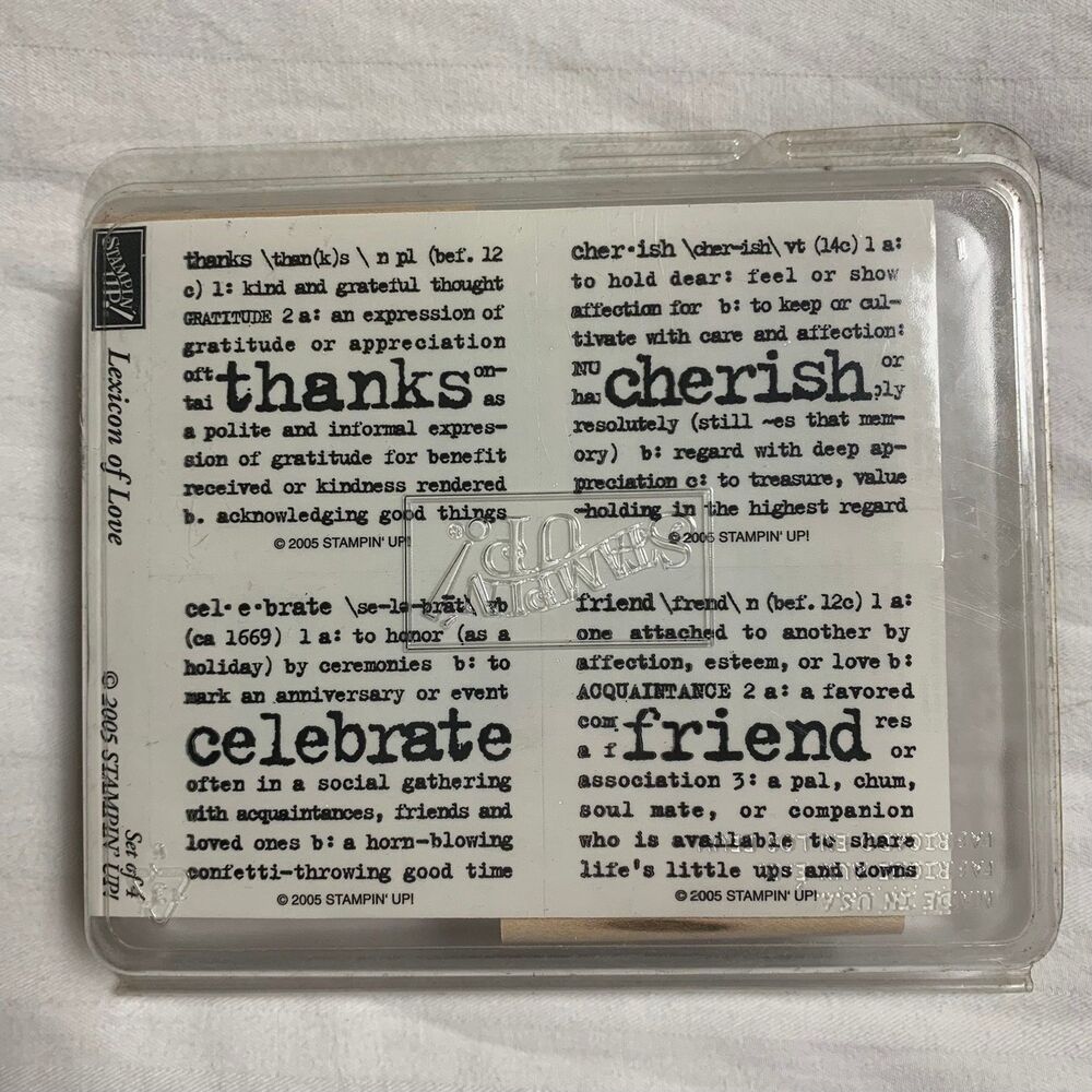 NWT Stampin Up Lexicon Love Rubber Wood Block Unmounted Background Letters Words